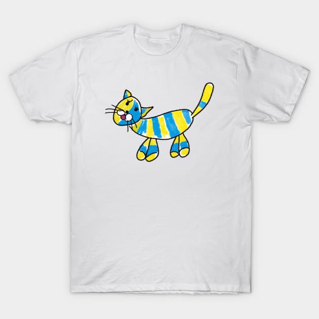 cat art  from Ukrainian children art T-Shirt by kumtulmabur